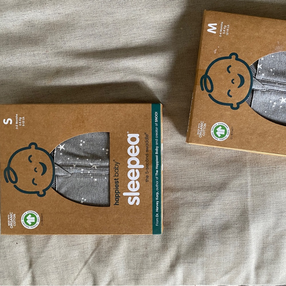 Two Sealed Boxes Happiest Baby Sleepea 5-Second Swaddles: Small & Medium Sizes